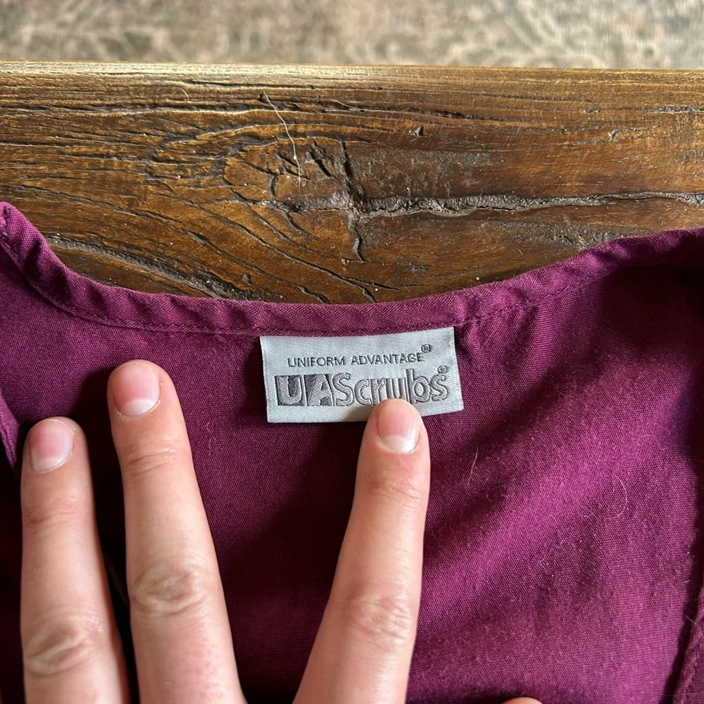 Uniform Advantage Maroon Button-Up Scrub Shirt - Picture 2 of 3